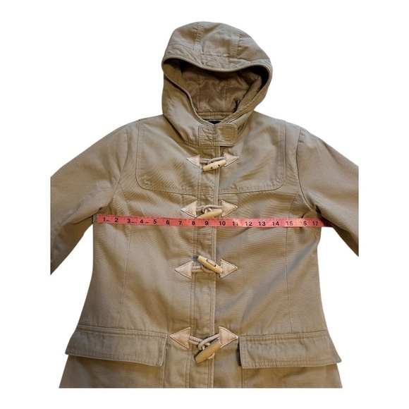 Cotton Duffle Coat With Toggle Buttons Long Length Quilted With Hood Size 8 - Picture 10 of 13